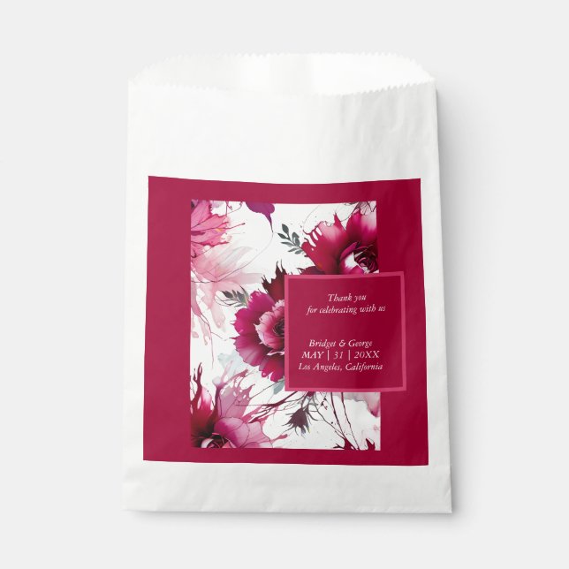 floral abstract rose blossom wedding favour bag (Front)