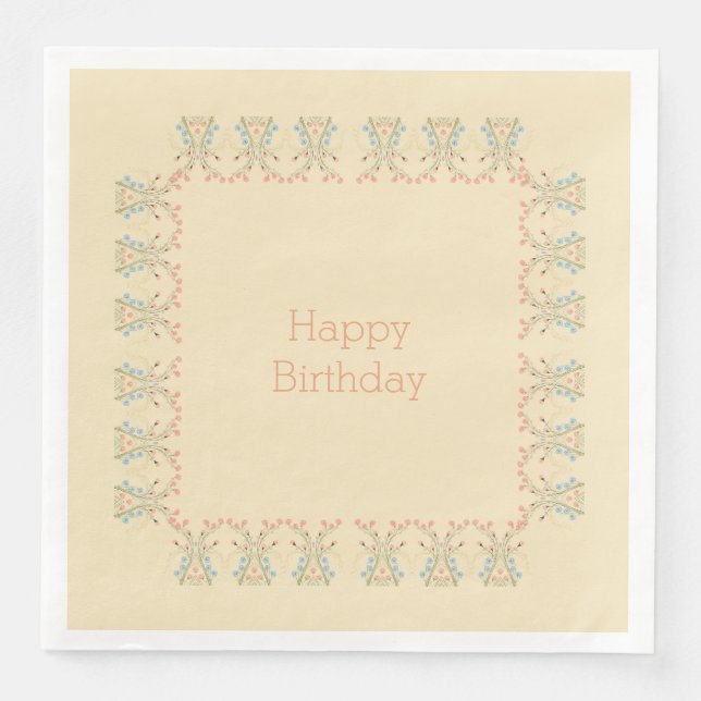 Floral Accented Border Napkin (Front)