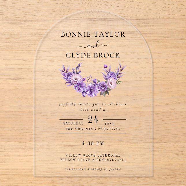 Floral Acrylic Arch Wedding Invitation Suite (Front)