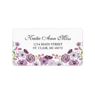 Floral Address Label    Purple
