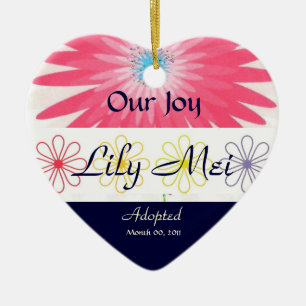 Floral Adoption Announcement Keepsake Ceramic Ornament