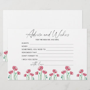 Floral advice and wishes bridal shower stationery