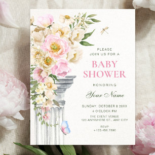 Floral aesthetic baby shower invitation