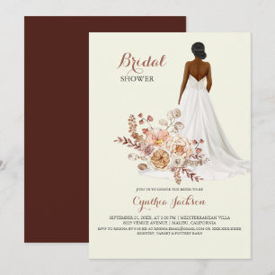 Floral African American Bride Wedding Shower Invitation