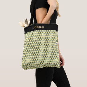 Floral, African Art, Little Blue Flowers Apron Tote Bag