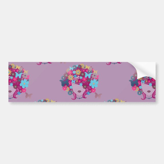 floral afro bumper sticker (Front)