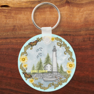 Floral Alabama Lighthouse Keychain