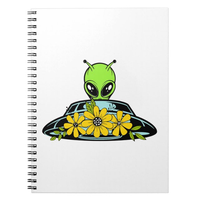 Floral Alien Spaceship  Notebook (Front)