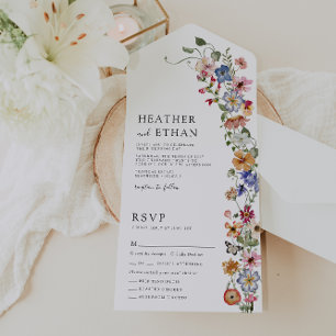 Floral All in One Wedding Invite
