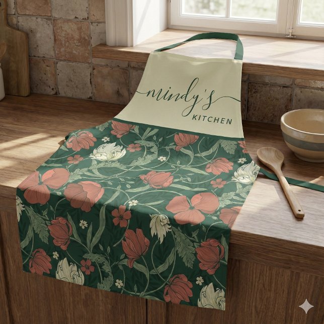 Floral All-Over Print Apron (This beautiful personalized apron would make a great bridal shower or birthday gift! )