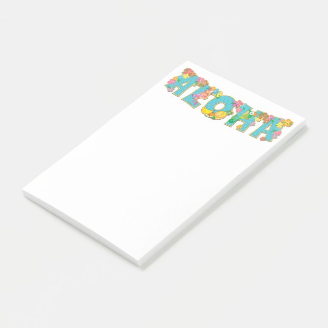 Floral Aloha Typography Post-it Notes (Angled)