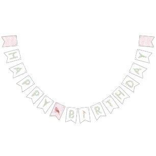 Floral Alphabet Bonne bannière d'anniversaire