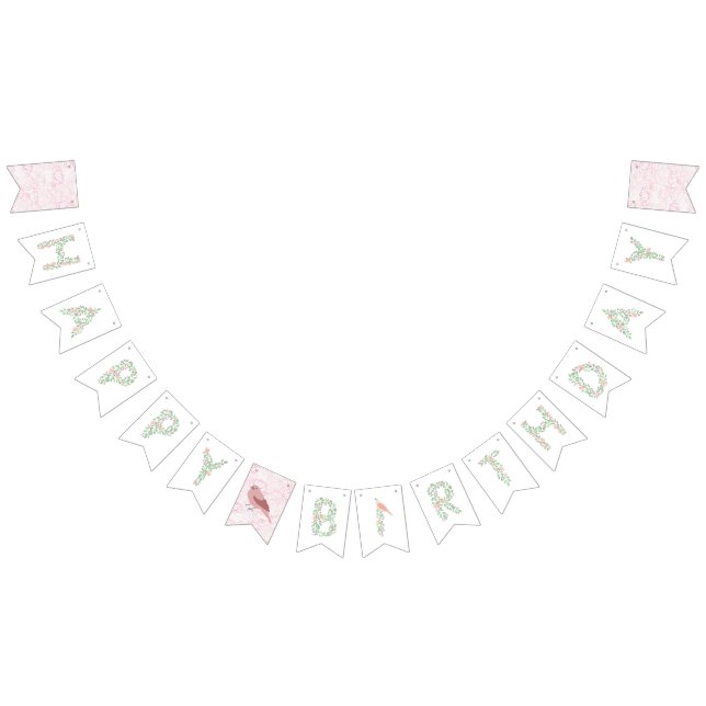 Floral Alphabet Bonne bannière d'anniversaire (Tout)