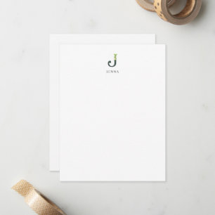 Floral Alphabet - J -  Stationery Note Card