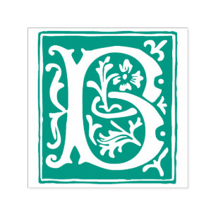 Floral Alphabet Letter B Vintage Typography Self-inking Stamp