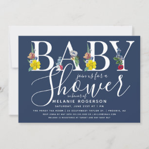 Floral Alphabet Letter Baby Shower Invitation