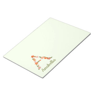Floral Alphabet monogram letter " A" Notepad