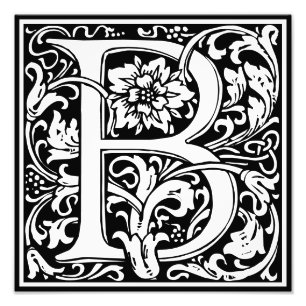 Floral Alphabet Monogram Letter B Photo Print