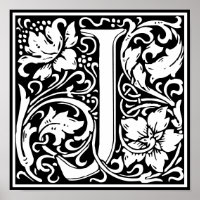 Floral Alphabet Monogram Letter J 