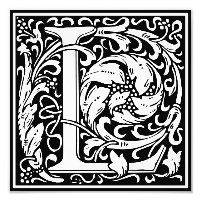 Floral Alphabet Monogram Letter L Photo Print (Front)