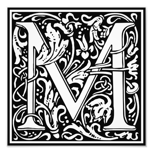 Floral Alphabet Monogram Letter M Photo Print (Front)