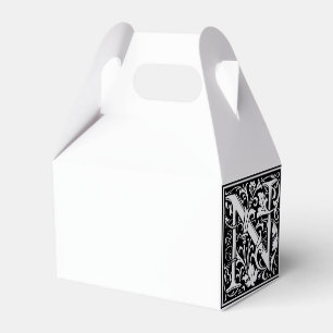 Floral Alphabet Monogram Letter N Tile Morris Favor Box