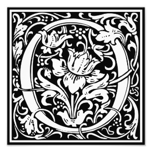 Floral Alphabet Monogram Letter O Photo Print