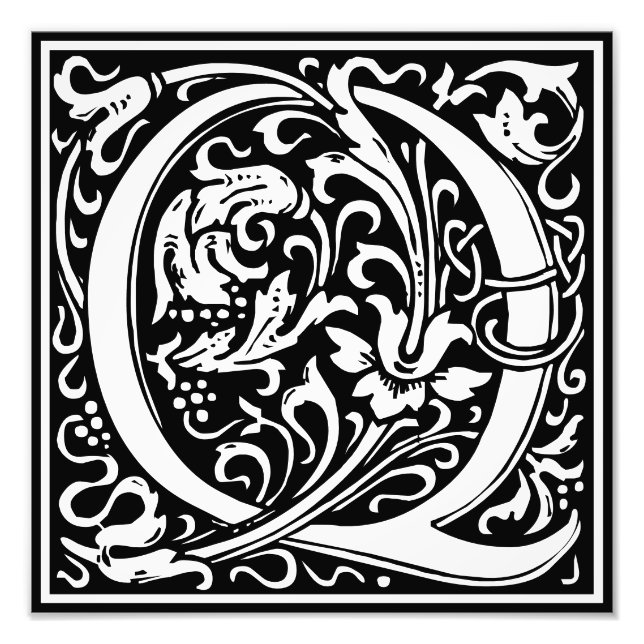 Floral Alphabet Monogram Letter Q Photo Print (Front)