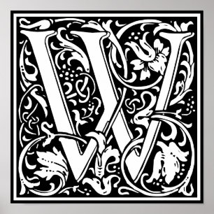 Floral Alphabet Monogram Letter W Photo Print