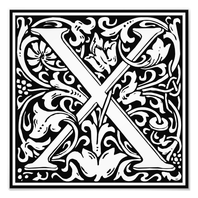 Floral Alphabet Monogram Letter X Photo Print (Front)