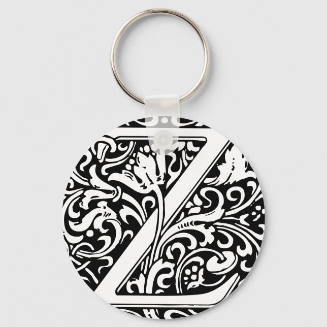 Floral Alphabet Monogram Letter Z  Square Sticker Keychain (Front)