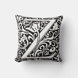 Floral Alphabet Monogram Letter Z Throw Pillow