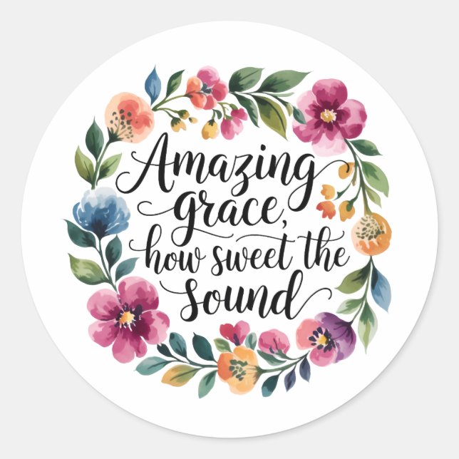 Floral Amazing Grace Sticker (Front)