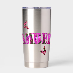 Floral Amber Name Made With Bougainvillea,  Insulated Tumbler