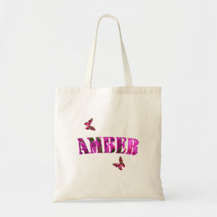 Floral Amber Name Made With Bougainvillea,  Tote Bag