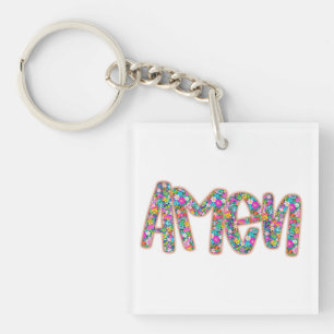 Floral Amen Keychain