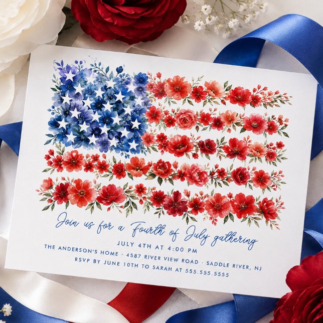 Floral American Flag Invitation (Creator Uploaded)