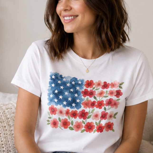 Floral American Flag Shirt (Creator Uploaded)