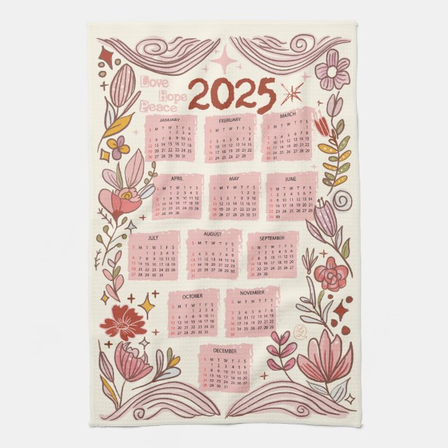 Floral Amour, Espoir, Serviette de Paix &Happy 202 (Vertical)