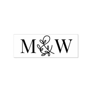 Floral Ampersand #1 Couple Wedding 2 Initial Monog Self-inking Stamp