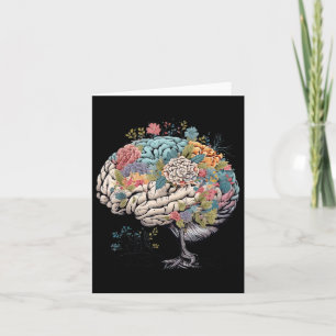 Floral Anatomical Brain Tree Mental Health Awarene Card
