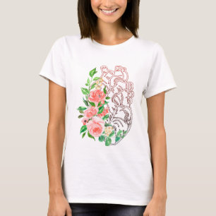 Floral Anatomical Heart T-Shirt – Artistic Medical