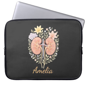 Floral Anatomical Kidney Nephrology Nurse and Tech Laptop Sleeve