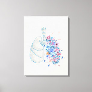 Floral anatomy lung medical wall art canvas print