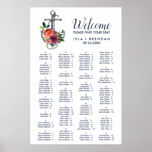 Floral Anchor   Autumn Alphabetical Seating Chart