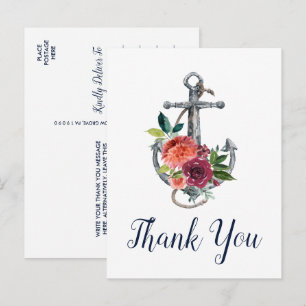 Floral Anchor   Autumn Thank You Postcard
