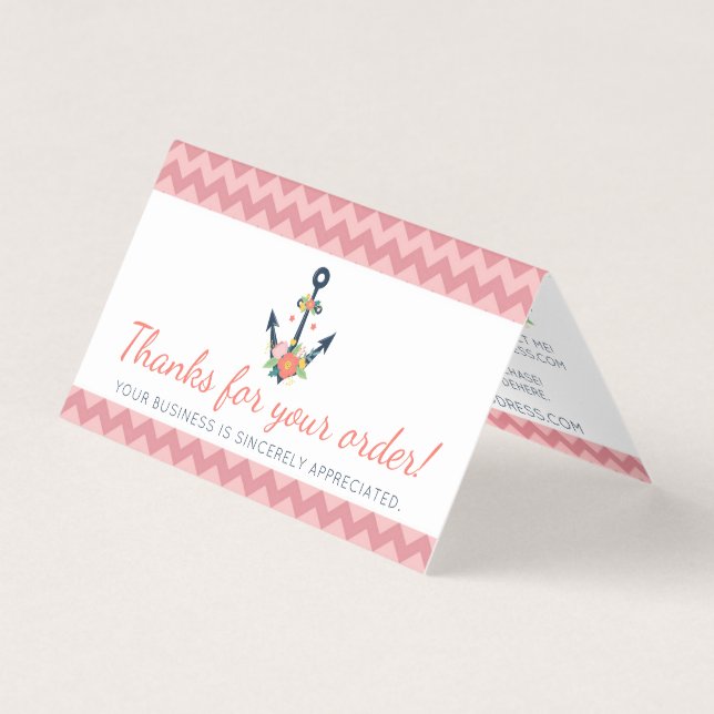 Floral Anchor Nautical Faith Coral Thank You Card (Front)