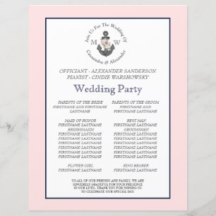 Floral Anchor Nautical Wedding Pink Navy Blue