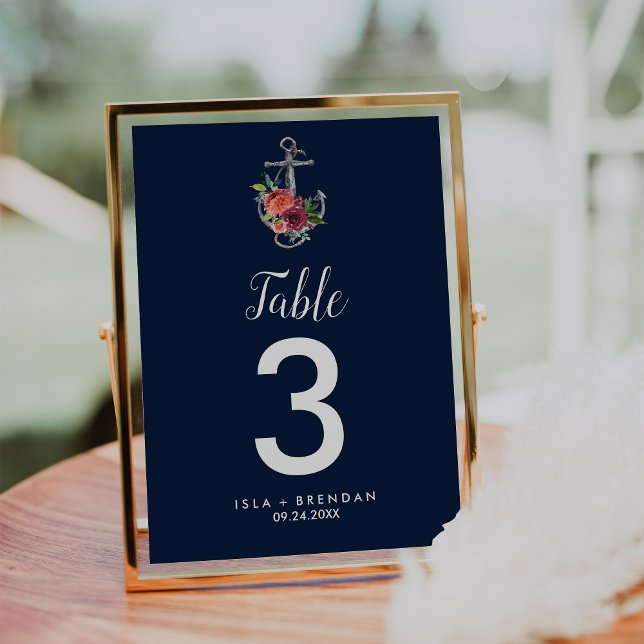 Floral Anchor | Navy Autumn Table Number (Creator Uploaded)