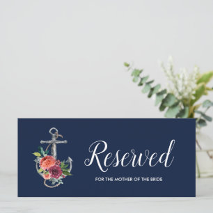 Floral Anchor   Navy Autumn Wedding Reserved Sign